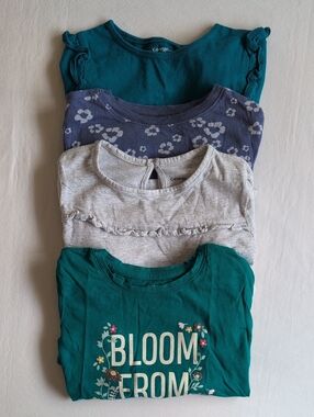 Lot of 4 Girls Size 5T Long Sleeve Shirt Bundle Old Navy George Teal Graphic Tee